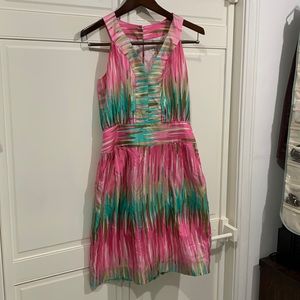 Original Milly of New York dress size 4 watercolor halter silk pockets